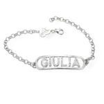 Bracciale targhetta e nome con zirconi