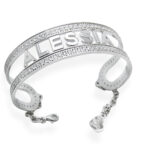 Bracciale schiava con nome e binari con zirconi