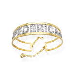 Bracciale schiava con nome e elementi con zirconi