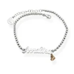 Bracciale nome con palline piccole e elemento diamantato