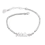 Bracciale nome palline piccole diamantate e elemento con zirconi