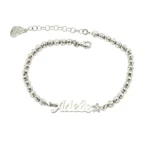Bracciale nome con palline grandi diamantate e stella con zirconi