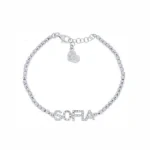 Bracciale nome personalizzabile con zirconi in stampatello