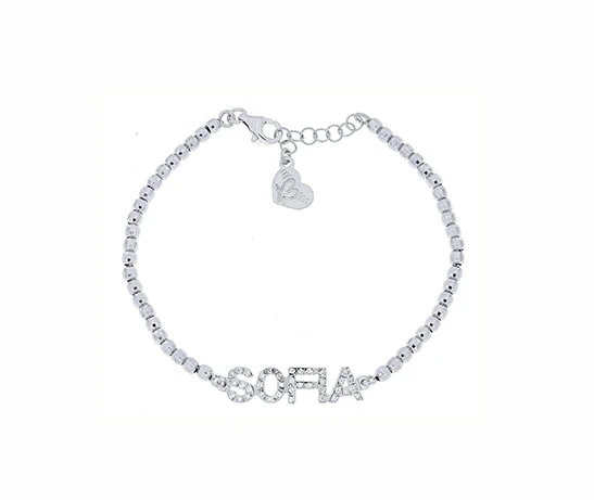 BL170-3 Bracciale nome personalizzabile con zirconi in stampatello - immagine 1