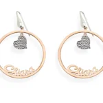 Orecchini cerchio con nome e elemento diamantato