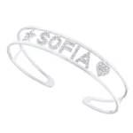 Bracciale piccolo schiava nome e elementi con zirconi aperto