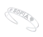 Bracciale piccolo schiava nome e elementi con zirconi aperto