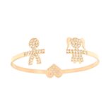 Bracciale cuore di mamma bambini e cuore finale con zirconi