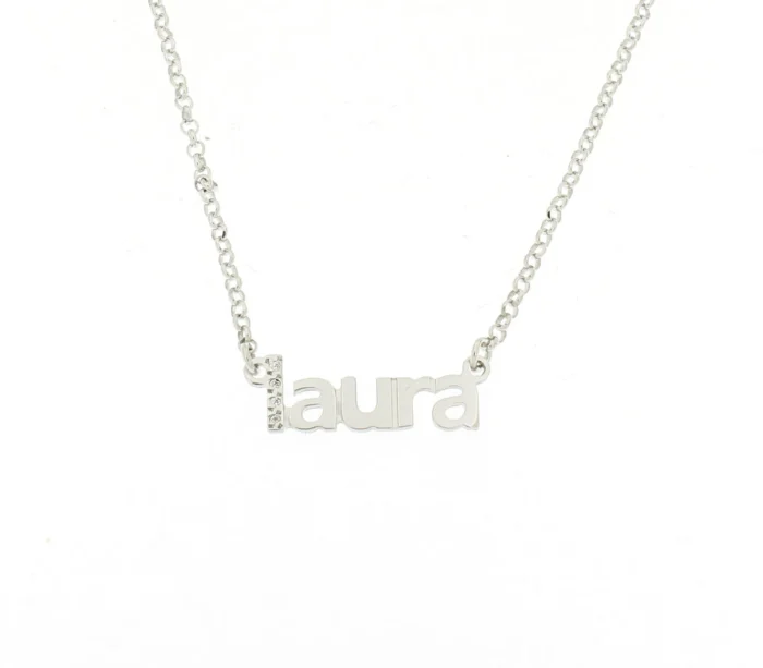 Collana con nome personalizzato e prima lettera con zirconi - immagine 1
