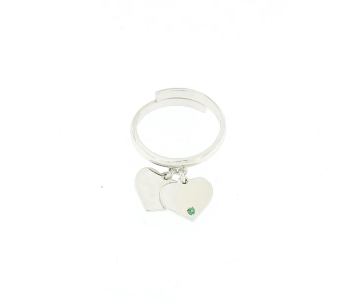 Anello filo con cuore inciso e zircone - immagine 1