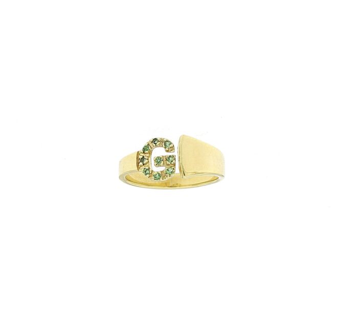 Anello fascia aperta con lettera con zirconi personalizzabile - immagine 1