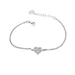 Bracciale cuore pieno con zirconi