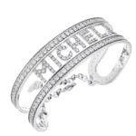 Bracciale schiava con nome e binari con zirconi