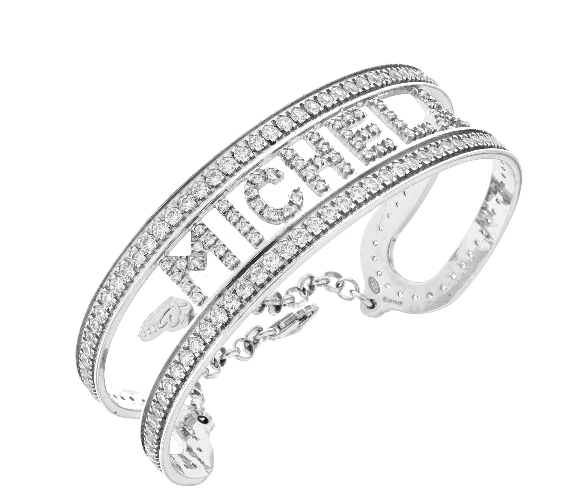 BRSCH170-1-2_1 Bracciale schiava con nome e binari con zirconi - immagine 1