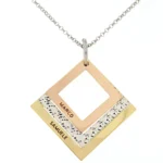 Collana tre quadrati a scalare con il centrale diamantato