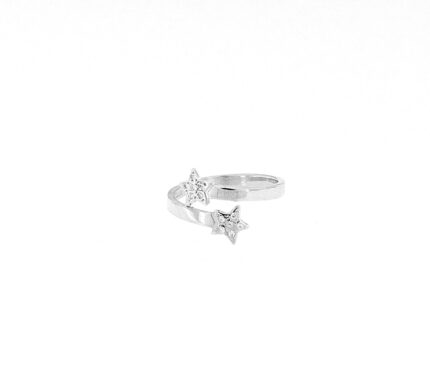 Anello contrarie' doppia stella con zirconi