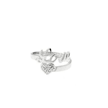 Anello contrarie' con nome/parola e elemento con zirconi