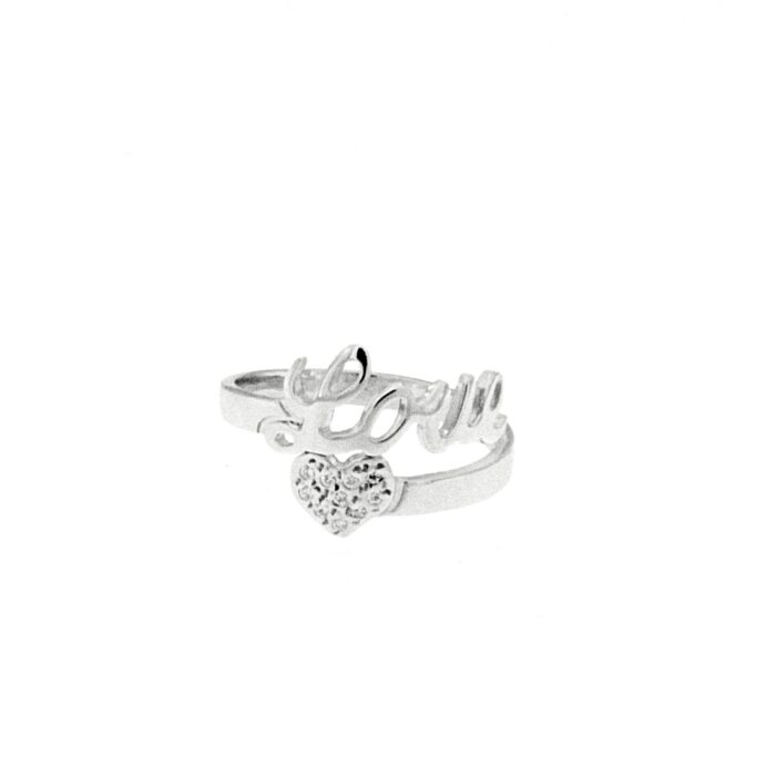 Anello contrarie' con nome/parola e elemento con zirconi - immagine 1