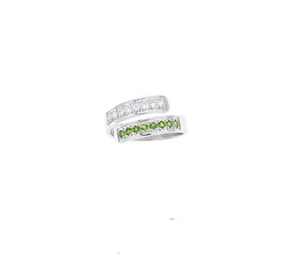Anello contrarie' con zirconi