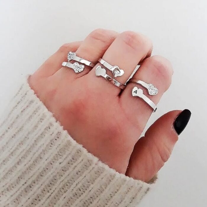 Anello contrarie' con doppio cuore - immagine 2